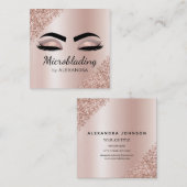 Microblading Eyebrows Brows Glitzer Rose Gold Pink Quadratische Visitenkarte (Vorne/Hinten)