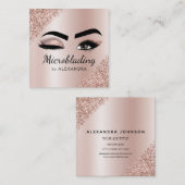 Microblading Eyebrows Brows Glitzer Rose Gold Pink Quadratische Visitenkarte (Vorne/Hinten)