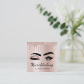 Microblading Eyebrows Brows Glitzer Rose Gold Pink Quadratische Visitenkarte (Stehend Vorderseite)