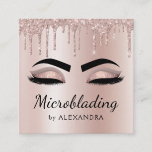 Microblading Eyebrows Brows Glitzer Rose Gold Pink Quadratische Visitenkarte