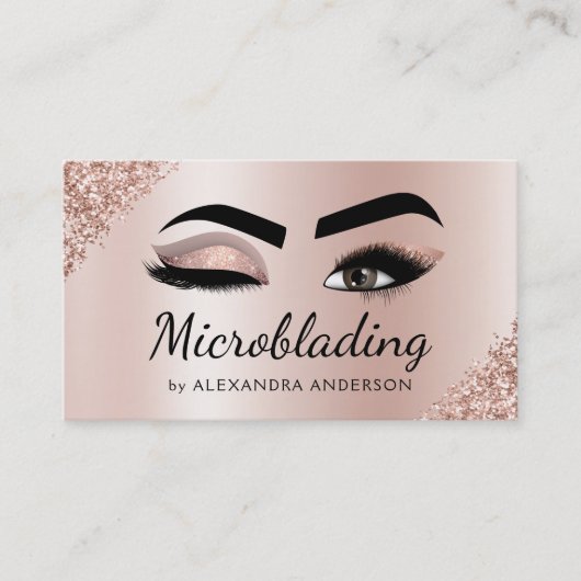 Microblading Eyebrows Brows Glitzer Rose Gold Pink Visitenkarte (Vorderseite)