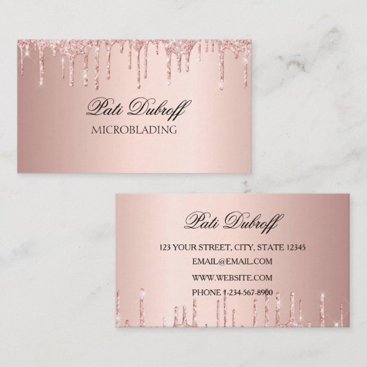Microblading Eyebrows Brows Glitzer Rose Gold Pink Visitenkarte (Vorne/Hinten)