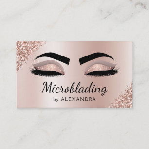 Microblading Eyebrows Brows Glitzer Rose Gold Pink Visitenkarte