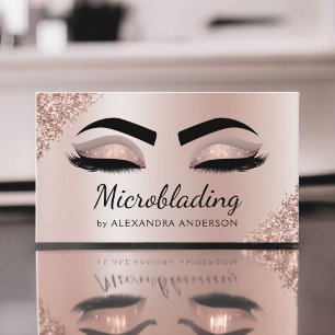 Microblading Eyebrows Brows Glitzer Rose Gold Pink Visitenkarte