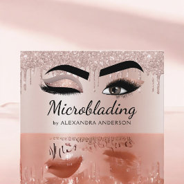 Microblading Eyebrows Brows Glitzer Rose Gold Pink Visitenkarte
