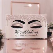 Microblading Eyebrows Drilling Glitzer Rose Gold Visitenkarte