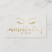 Microblading Eyebrows Makeup Artist Gold Script Visitenkarte (Vorderseite)
