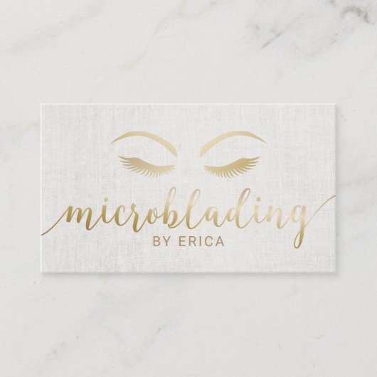 Microblading Eyebrows Makeup Artist Gold Script Visitenkarte (Vorderseite)