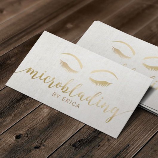 Microblading Eyebrows Makeup Artist Gold Script Visitenkarte