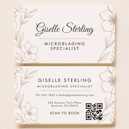 Microblading Floral QR Code Professional Visitenkarte