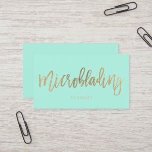 Microblading Goldtypographie-Aquapastell Visitenkarte