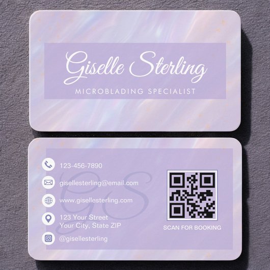 Microblading Iridescent Opal QR Code Visitenkarte