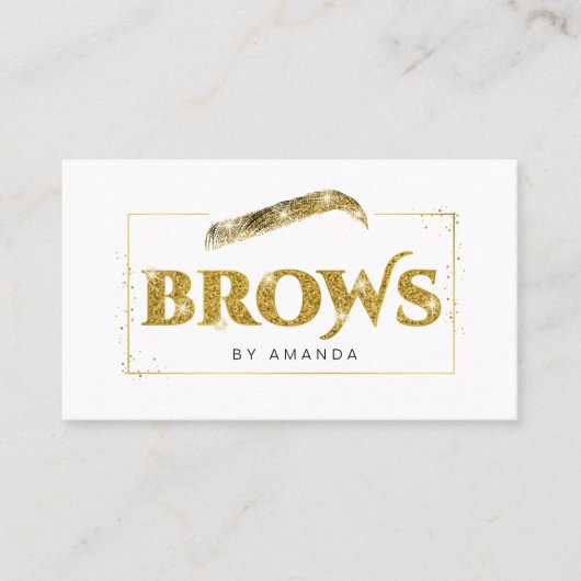 Microblading Künstler in Gold Glitzer Visitenkarte (Vorderseite)