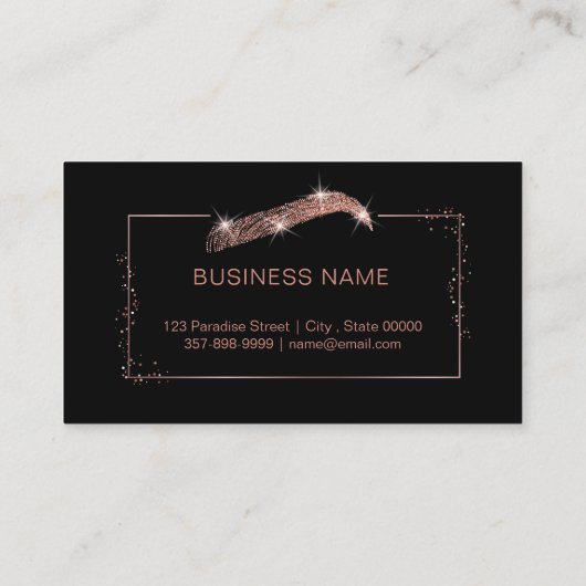 Microblading Künstler in Rose Gold Glitzer Visitenkarte (Rückseite)