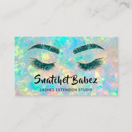 Microblading Makeup Eyelash Aquamarin Holograph Visitenkarte (Vorderseite)