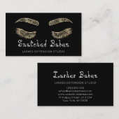 Microblading Makeup Eyelash Black Gold Visitenkarte (Vorne/Hinten)