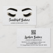Microblading Makeup Eyelash Studio Logo QR Grau Visitenkarte (Vorne/Hinten)