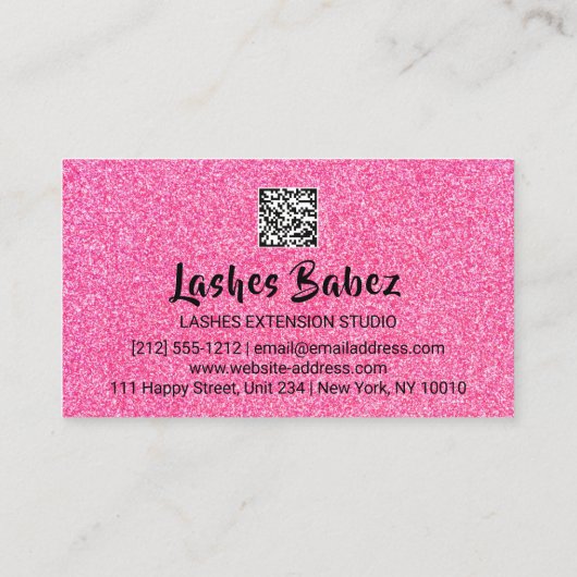 Microblading Makeup Eyelash Studio Logo QR Pink Visitenkarte (Rückseite)