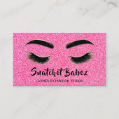 Microblading Makeup Eyelash Studio Logo QR Pink Visitenkarte (Vorderseite)