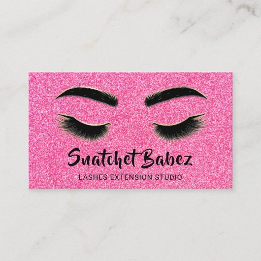 Microblading Makeup Eyelash Studio Logo QR Pink Visitenkarte (Vorderseite)