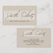 Microblading modern typography script beige visitenkarte (Vorne/Hinten)