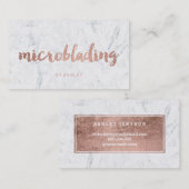 Microblading moderner Rosengoldtypographiemarmor Visitenkarte (Vorne/Hinten)