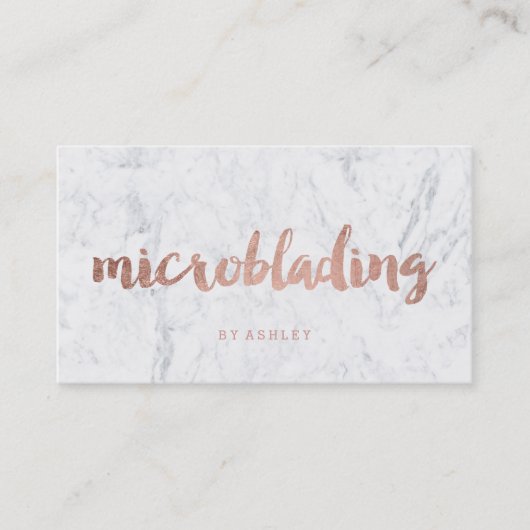 Microblading moderner Rosengoldtypographiemarmor Visitenkarte (Vorderseite)