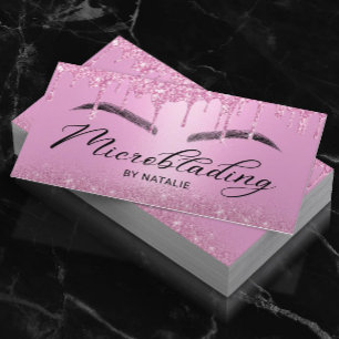 Microblading Pink Glitzer Tropfen Typografie Unter Visitenkarte