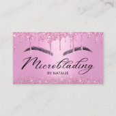 Microblading Pink Glitzer Tropfen Typografie Unter Visitenkarte (Vorderseite)