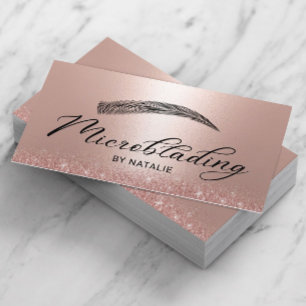 Microblading Rose Gold Glitzer Brows Salon Visitenkarte