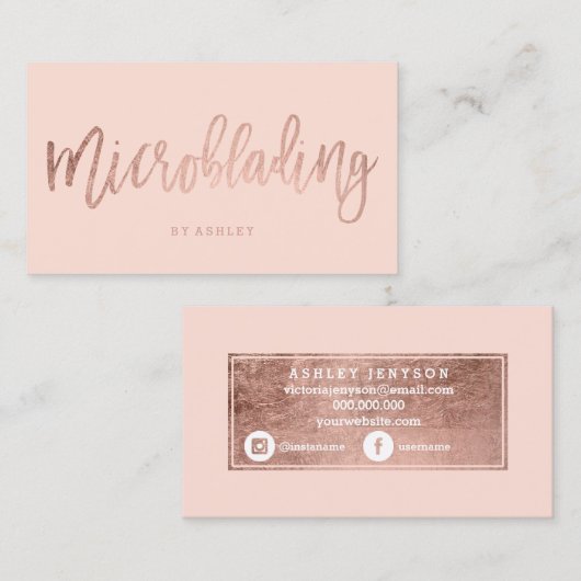 Microblading Rosen-Goldtypographie erröten Rosa Visitenkarte (Vorne/Hinten)
