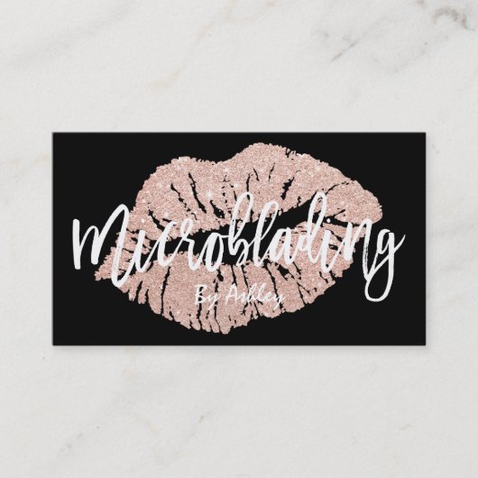 Microblading RosengoldGlitter-Lippentypographie Visitenkarte (Vorderseite)
