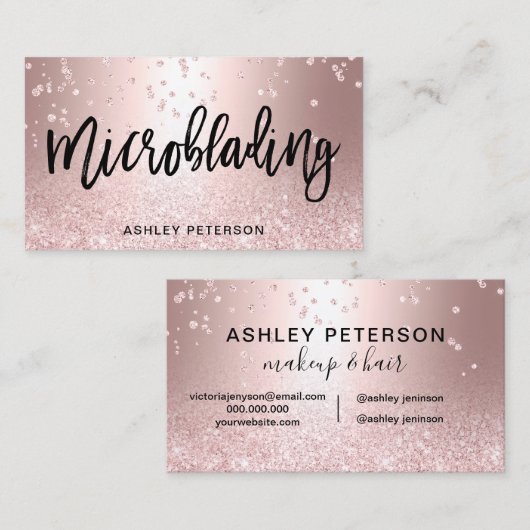 Microblading RosengoldGlitter metallischer Visitenkarte (Vorne/Hinten)