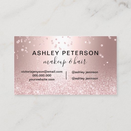 Microblading RosengoldGlitter metallischer Visitenkarte (Rückseite)