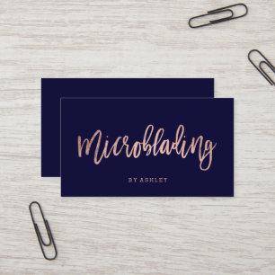 Microblading Rosengoldtypographie-Marineblau Visitenkarte