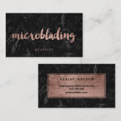 Microblading Rosengoldtypographieschwarzmarmor Visitenkarte (Vorne/Hinten)