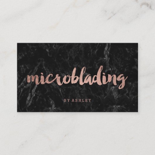 Microblading Rosengoldtypographieschwarzmarmor Visitenkarte (Vorderseite)