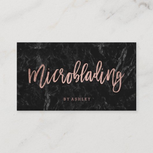 Microblading Rosengoldtypographieschwarzmarmor Visitenkarte (Vorderseite)