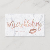 Microblading Rosengoldtypographieweiße Marmorlippe Visitenkarte (Vorderseite)