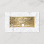 Microblading schicker Goldtypographie-Weißmarmor Visitenkarte (Rückseite)