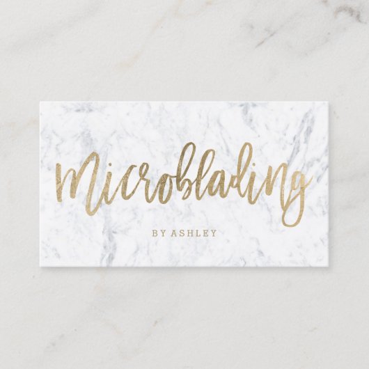Microblading schicker Goldtypographie-Weißmarmor Visitenkarte (Vorderseite)