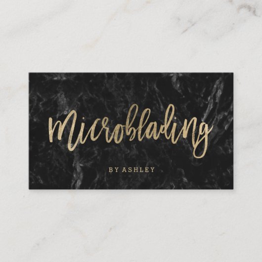 Microblading schicker Goldtypographieschwarzmarmor Visitenkarte (Vorderseite)