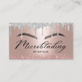 Microblading Silver Tropfen Rose Gold Typografie Visitenkarte (Vorderseite)