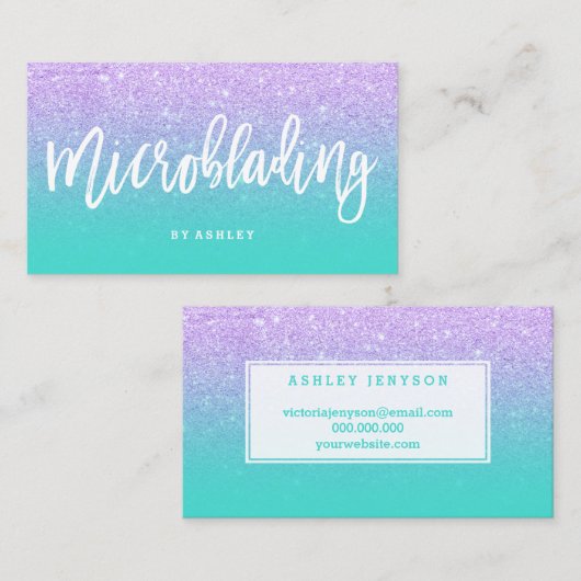 Microblading Typografie-Imitat-Lavendel-Glitter Visitenkarte (Vorne/Hinten)