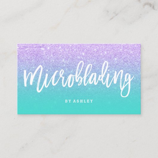 Microblading Typografie-Imitat-Lavendel-Glitter Visitenkarte (Vorderseite)