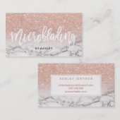 Microblading Typografie Rose Gold Glitzer Marmor Visitenkarte (Vorne/Hinten)