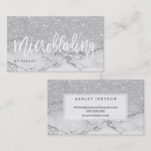 Microblading Typografiesilber-Glittermarmor Visitenkarte