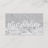 Microblading Typografiesilber-Glittermarmor Visitenkarte (Vorderseite)