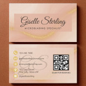 Microblading Watercolor Gold Monogram QR Code Visitenkarte