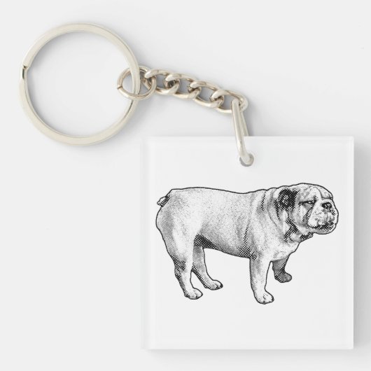 Microdot-Pose, Bulldogge Schlüsselanhänger (Vorderseite)